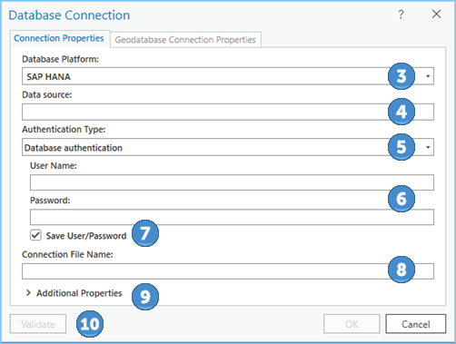 The Database Connection dialog box The Database Connection dialog box